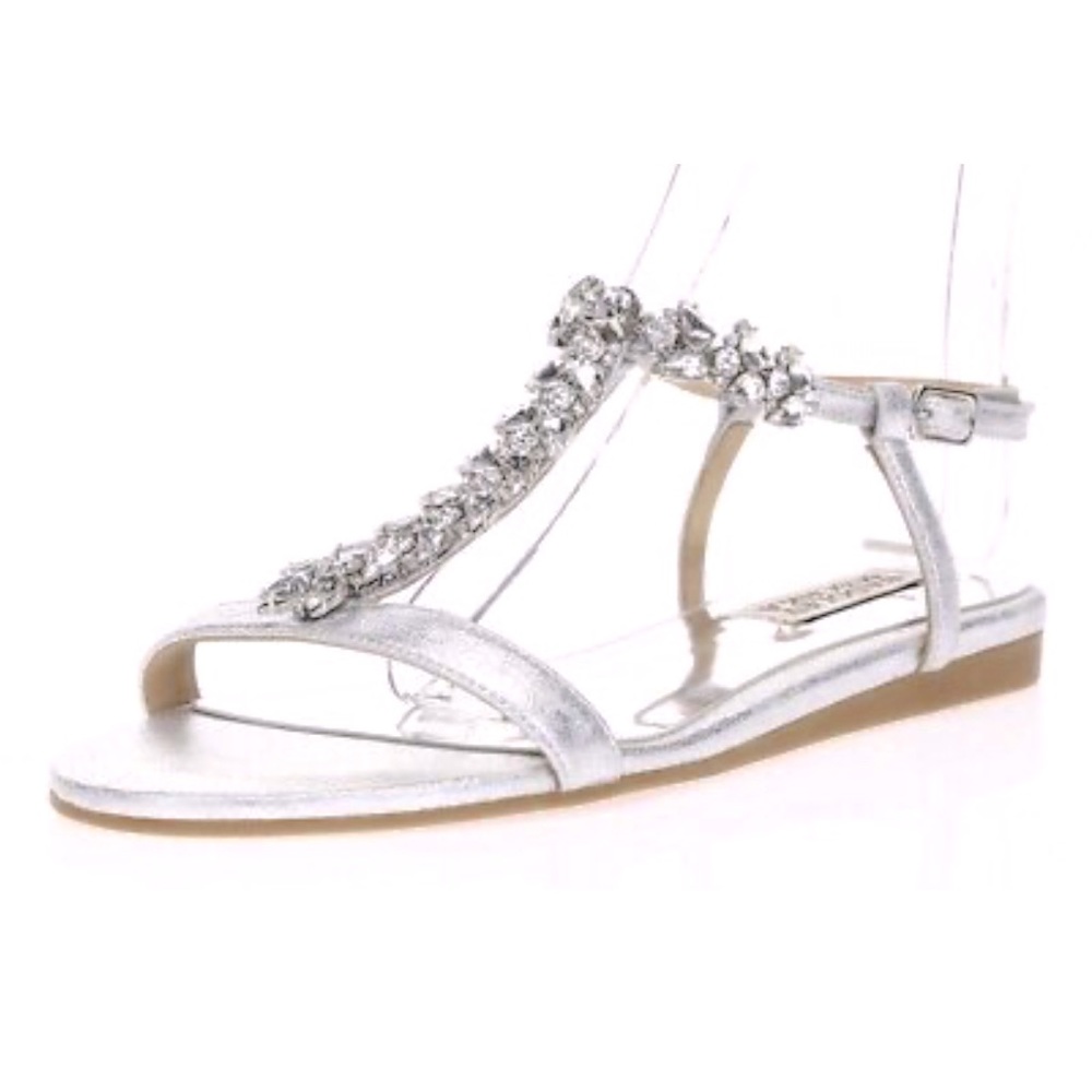 Badgley Mischka Jeweled Sandals Silver Size 8.5